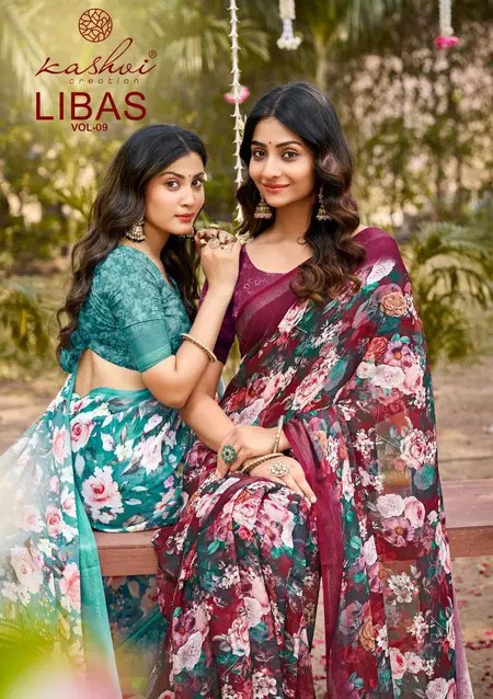 Libas Vol 9 By Kashvi Dull Moss Wholesale Daily Wear Saree Suppliers In Mumbai
